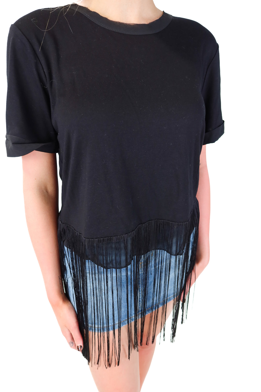 house of harlow X relvolve black fringe top NWT (M)