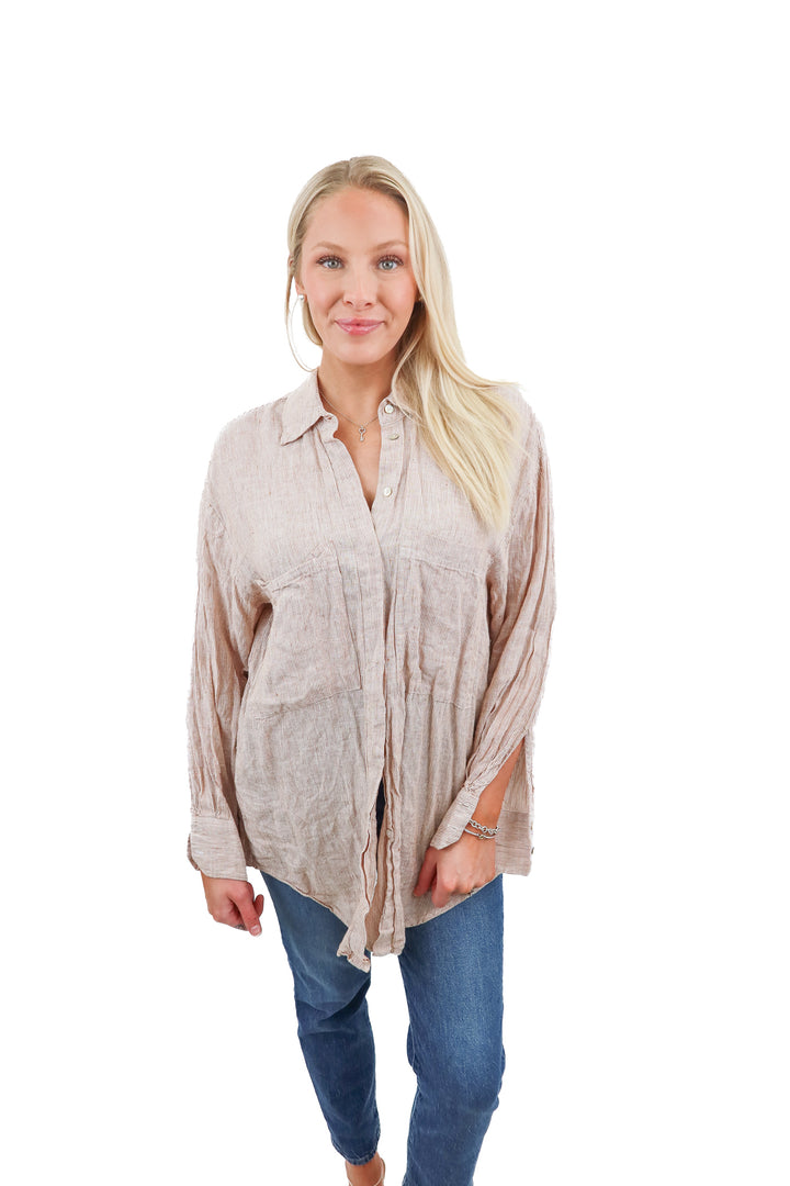 Mango striped linen button up (4)