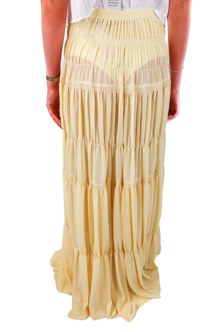 camila coelho yellow sheer maxi skirt NWT (m; retail $268)