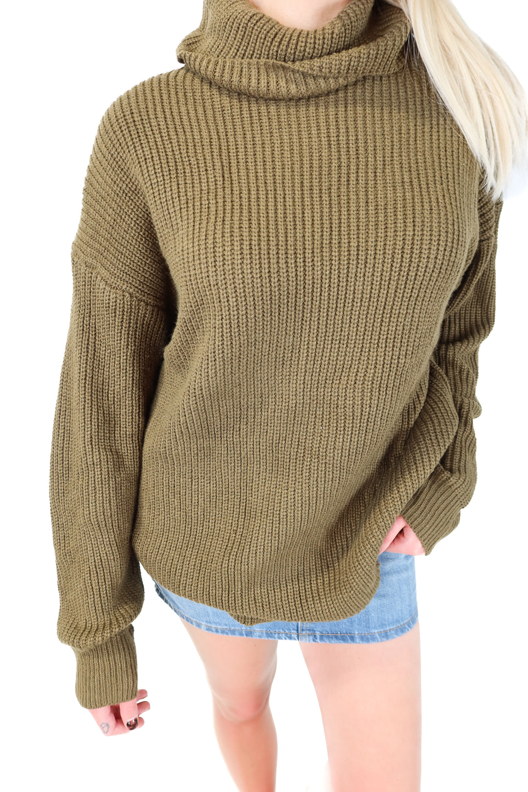 all the ways green sweater (m; retail $62)
