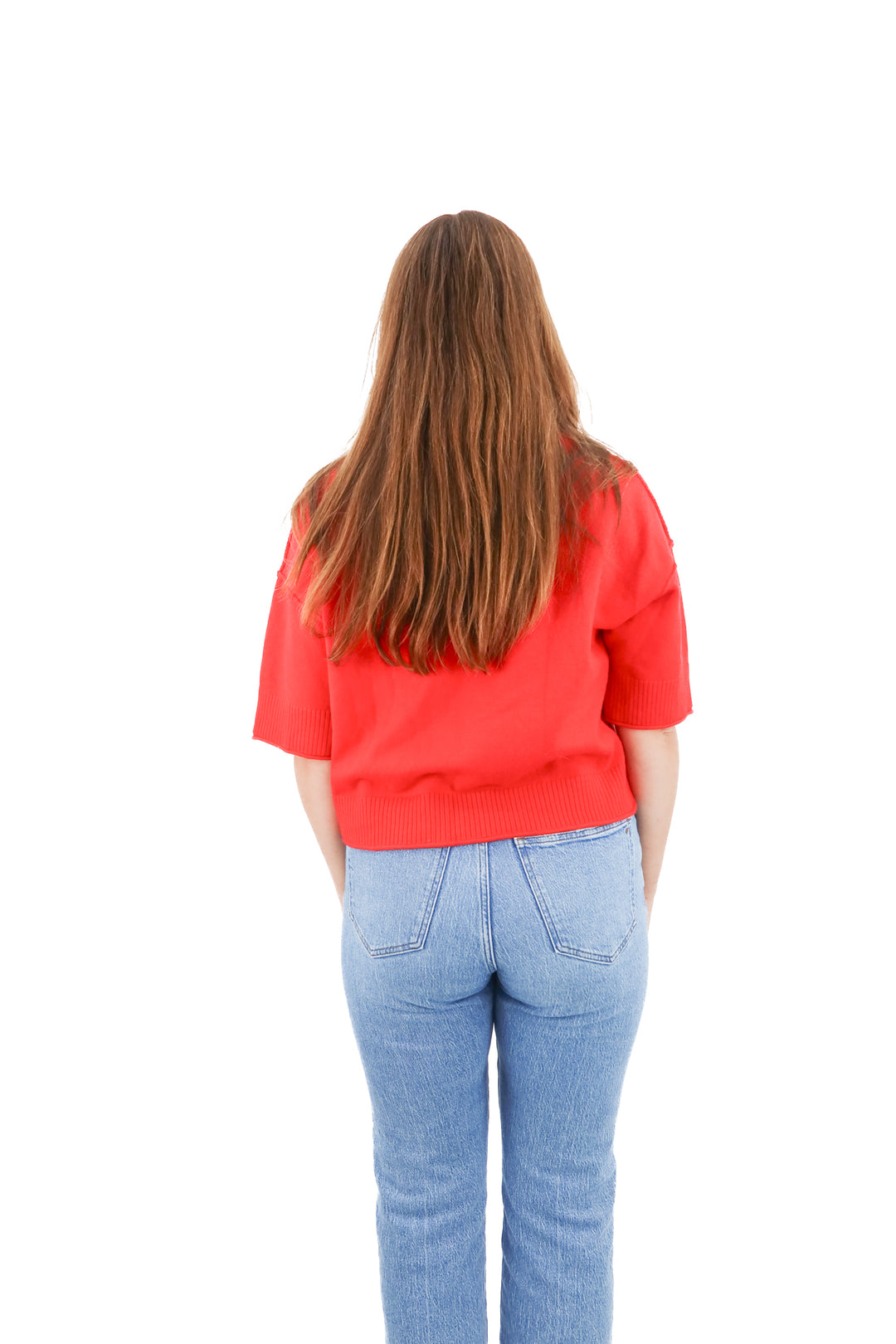 red knit short sleeve top (xs)