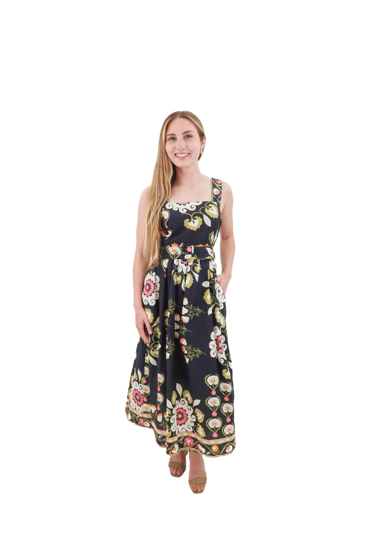avara black floral maxi dress nwt (xs; retail $78)