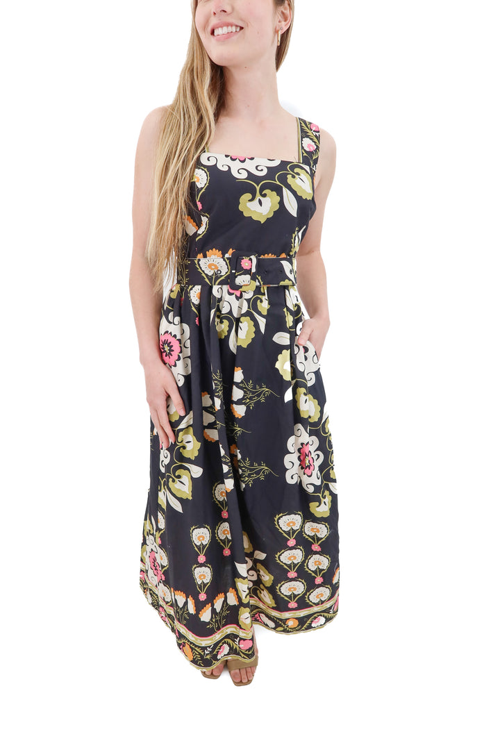 avara black floral maxi dress nwt (xs; retail $78)