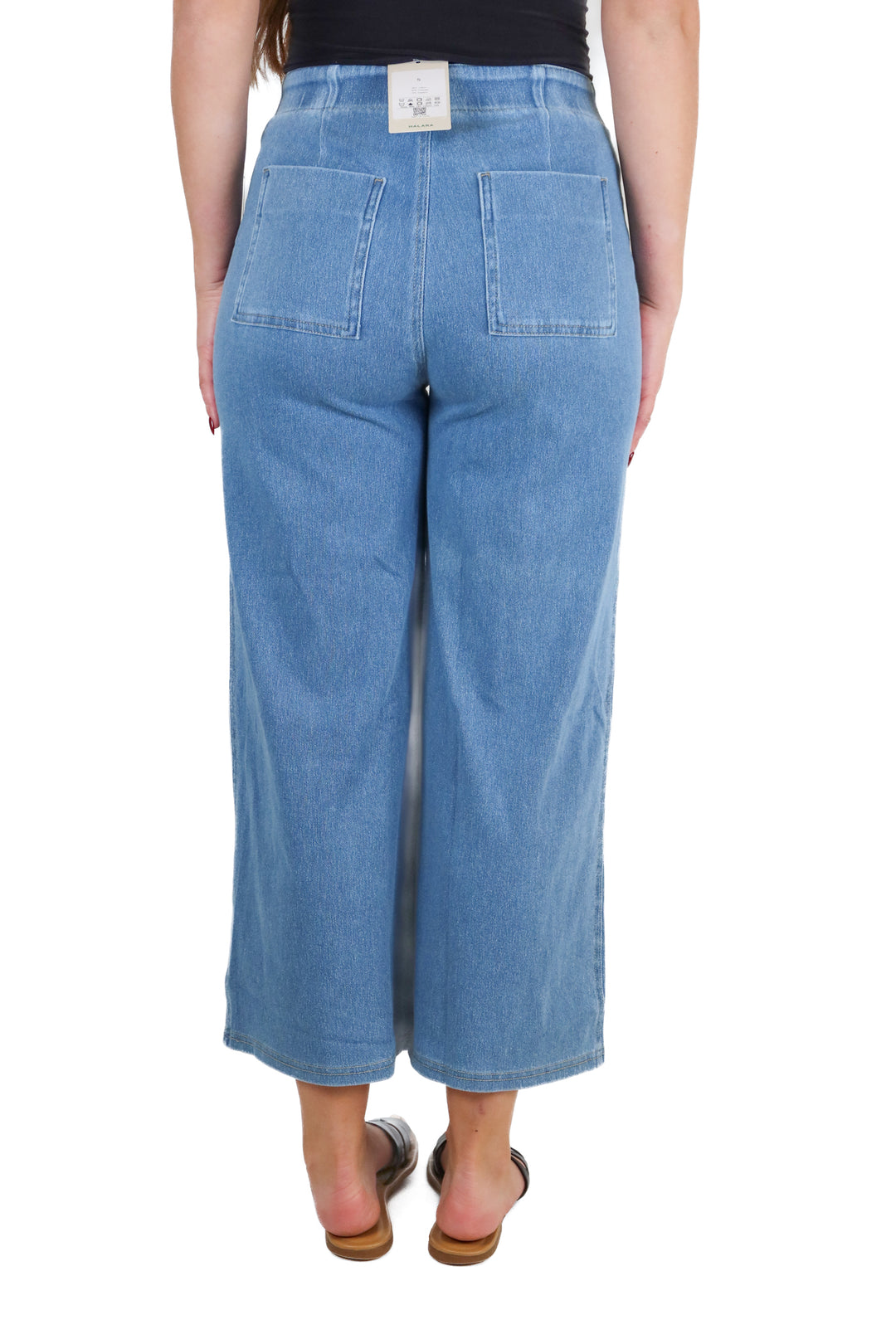 halara medium wash wide leg cropped "jeans" NWT (S; retail $69.95)