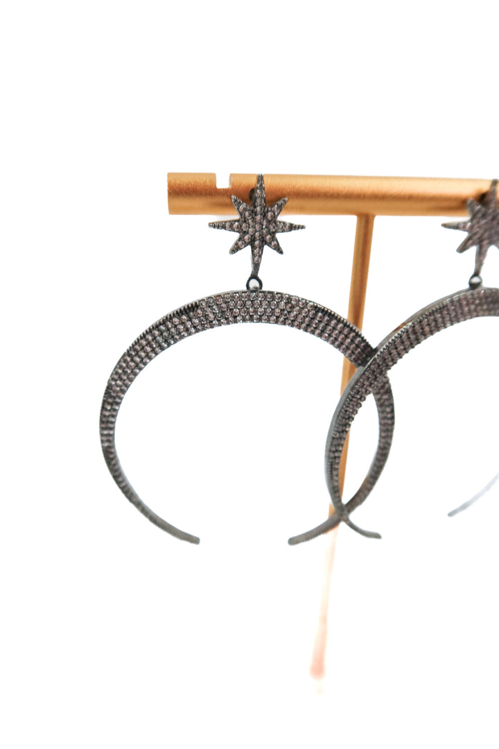 star crescent drop earrings