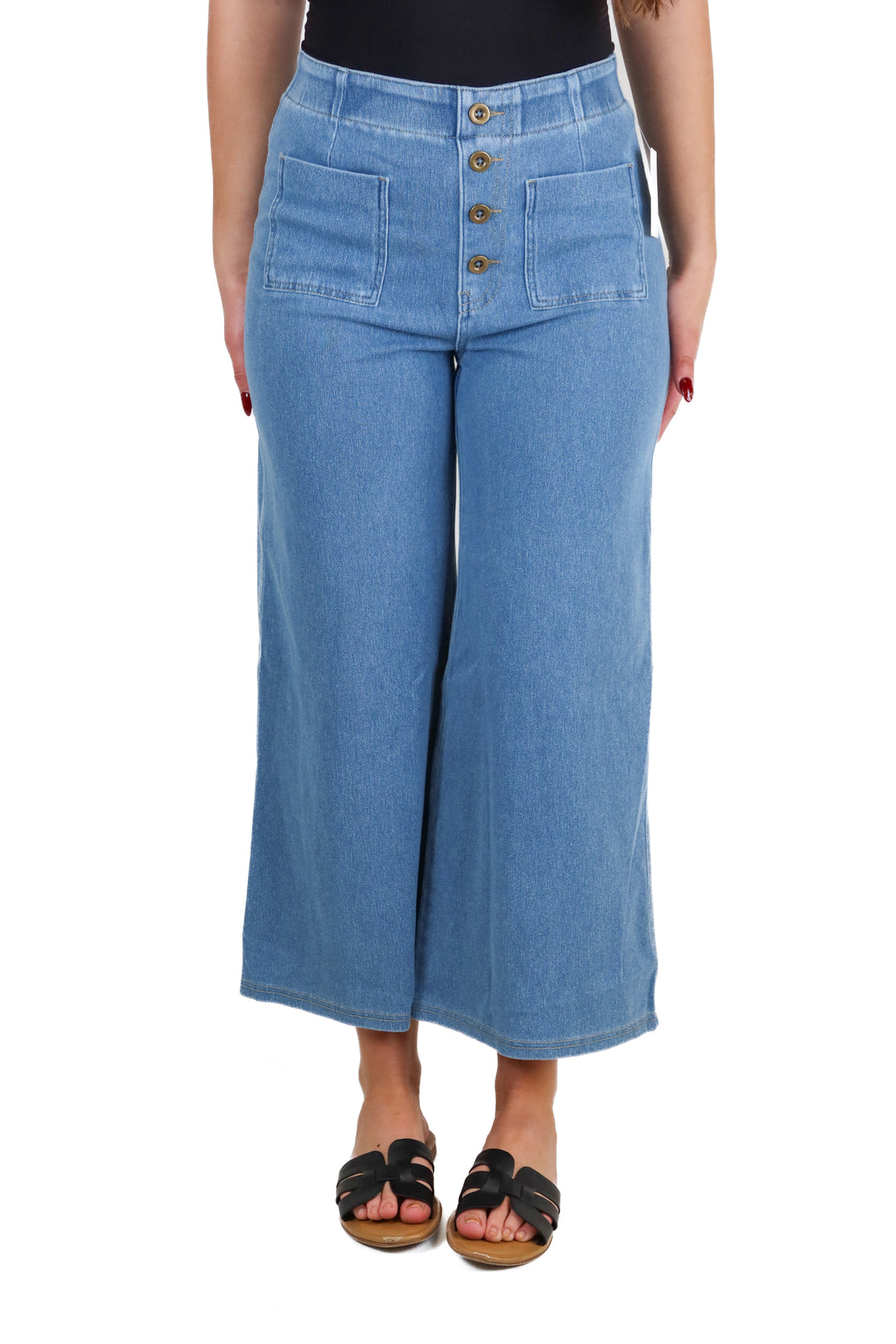 halara medium wash wide leg cropped "jeans" NWT (S; retail $69.95)