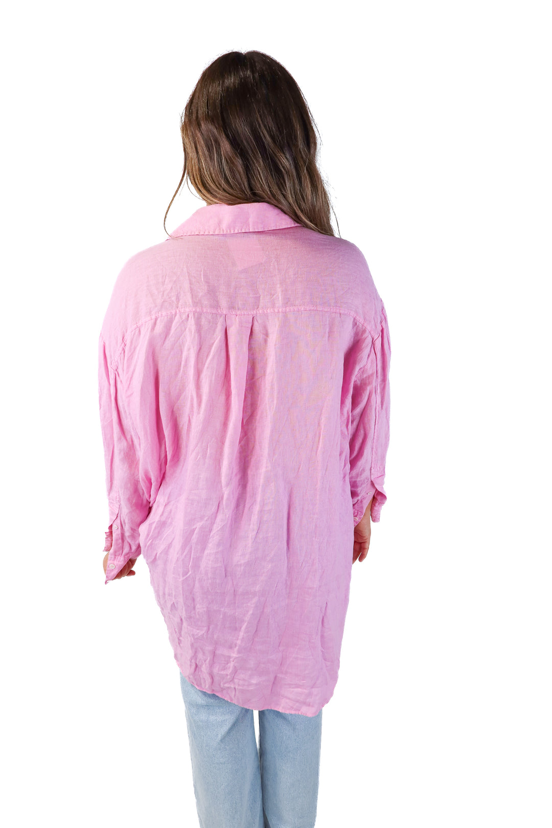 SOLD zara pink button up shirt dress (L)