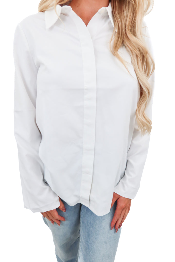 Rhone white button up top (S)
