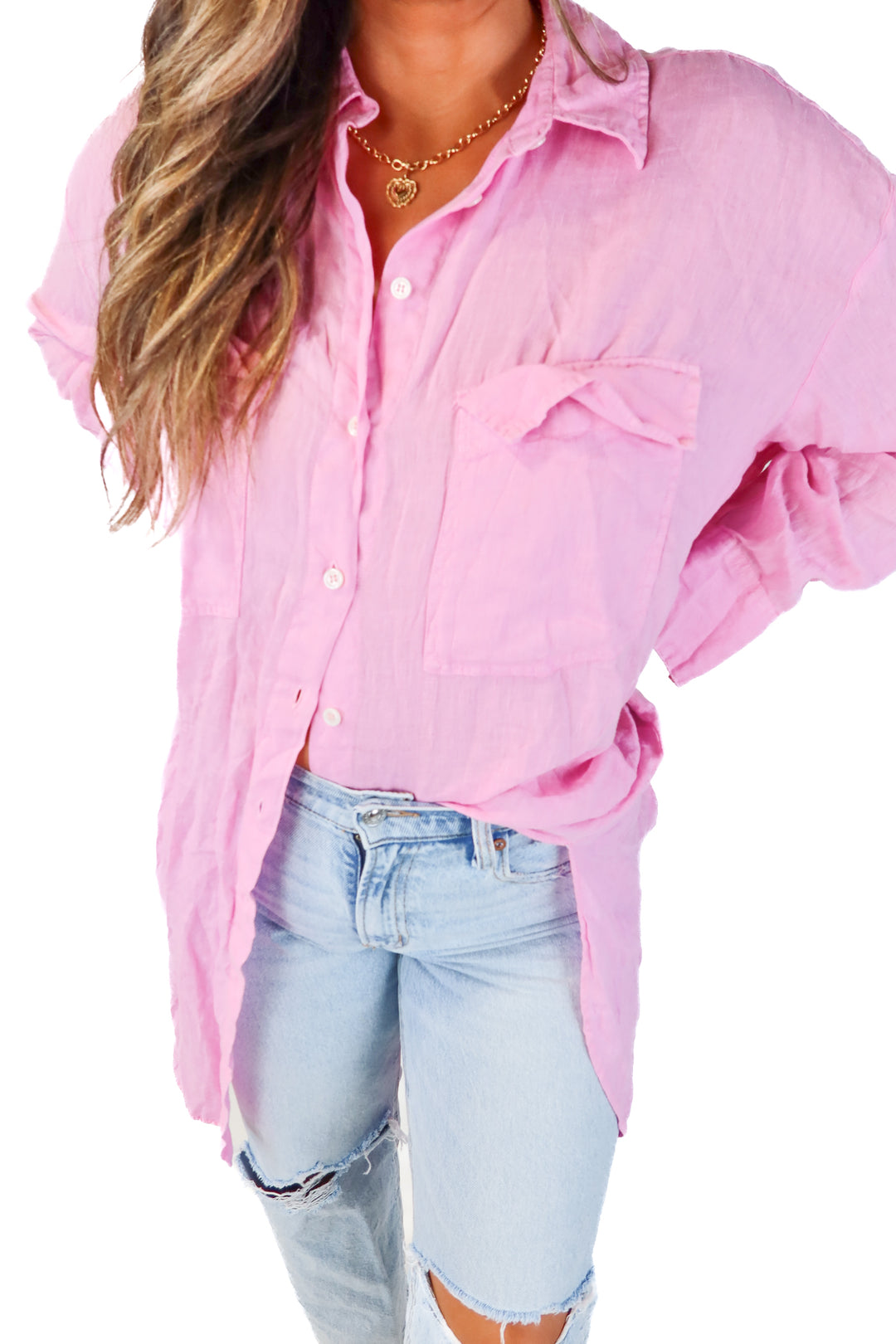 SOLD zara pink button up shirt dress (L)