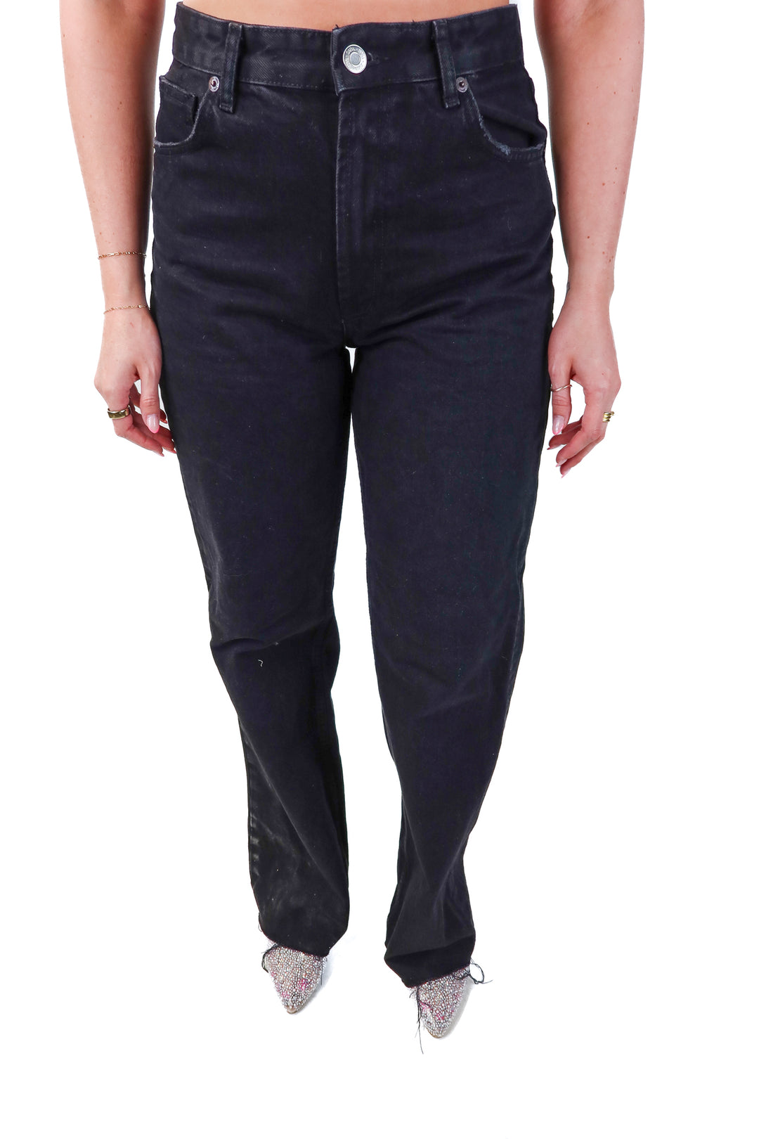 zara black straight leg jeans (*)