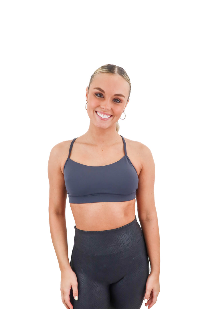 crzy yoga dark grey sports bra (s; retail $28)