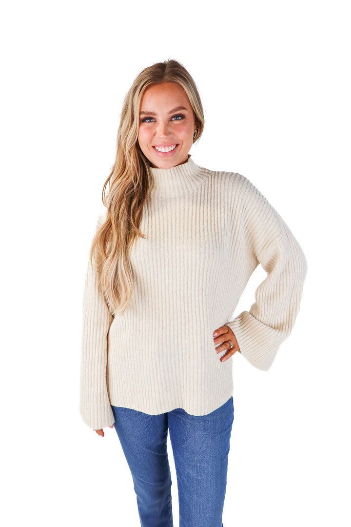 pretty little thing beige turtleneck sweater (m)