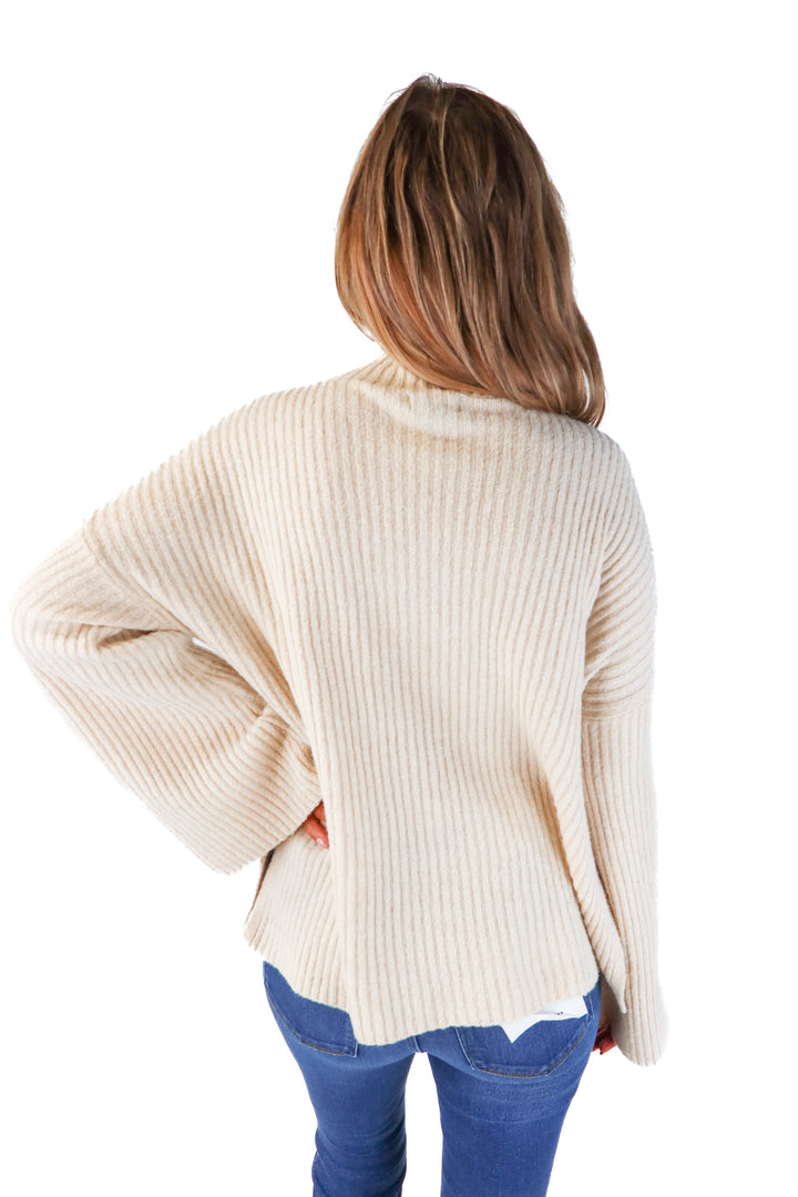 pretty little thing beige turtleneck sweater (m)