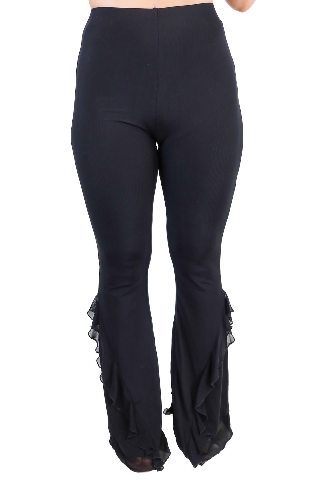Majorelle black mesh ruffle pants NWT (s; retail $178)