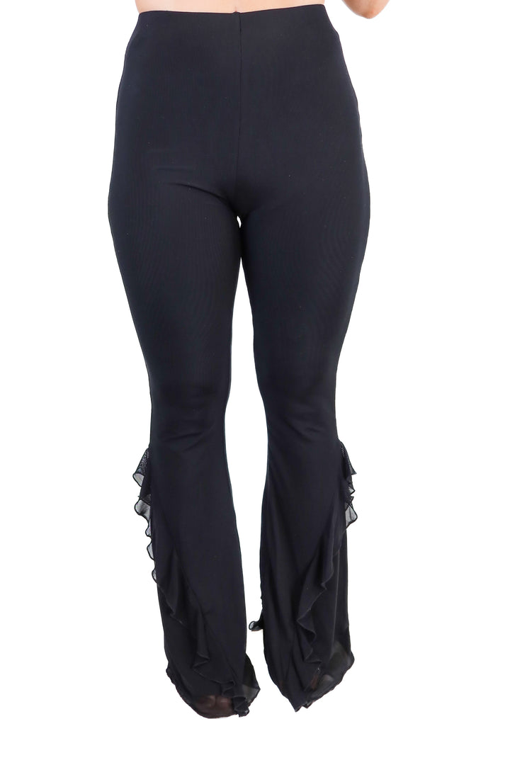 Majorelle black mesh ruffle pants NWT (s; retail $178)