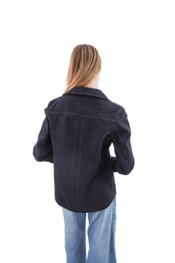 sezane x will forever black denim chore jacket (s; retail $225)