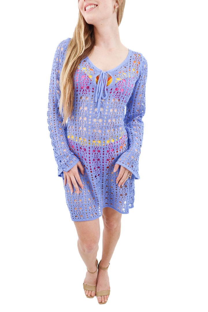 cupshe purple crochet knit cover up dress nwt (s)