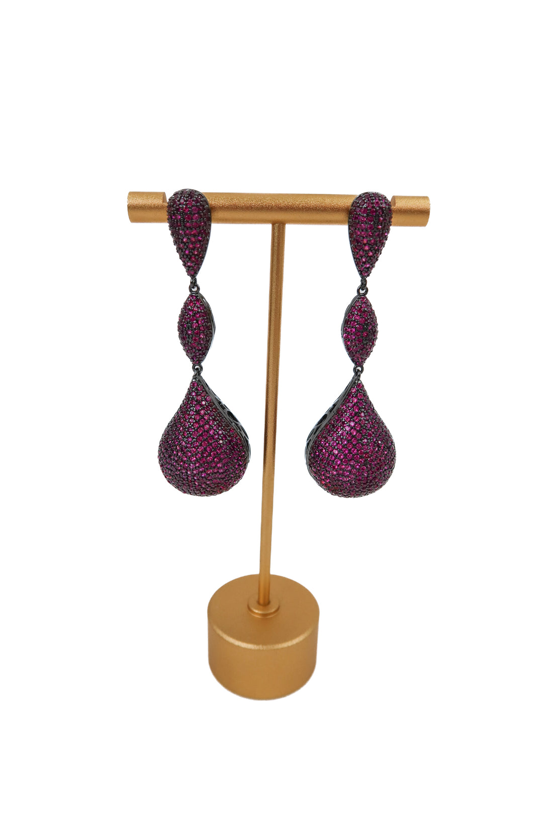black purple ball drop chunky statement earrings