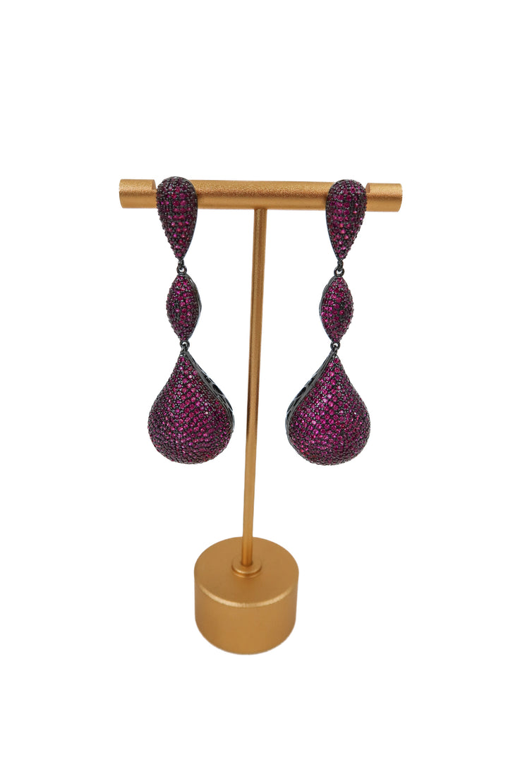 black purple ball drop chunky statement earrings
