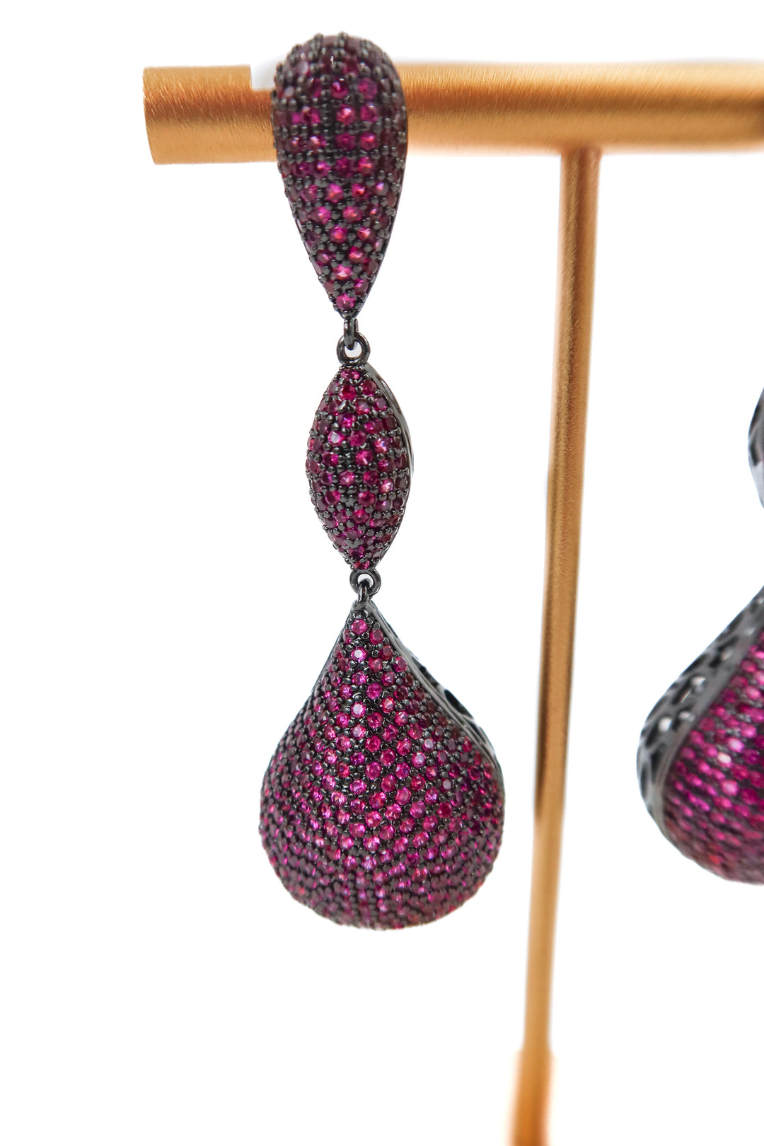 black purple ball drop chunky statement earrings