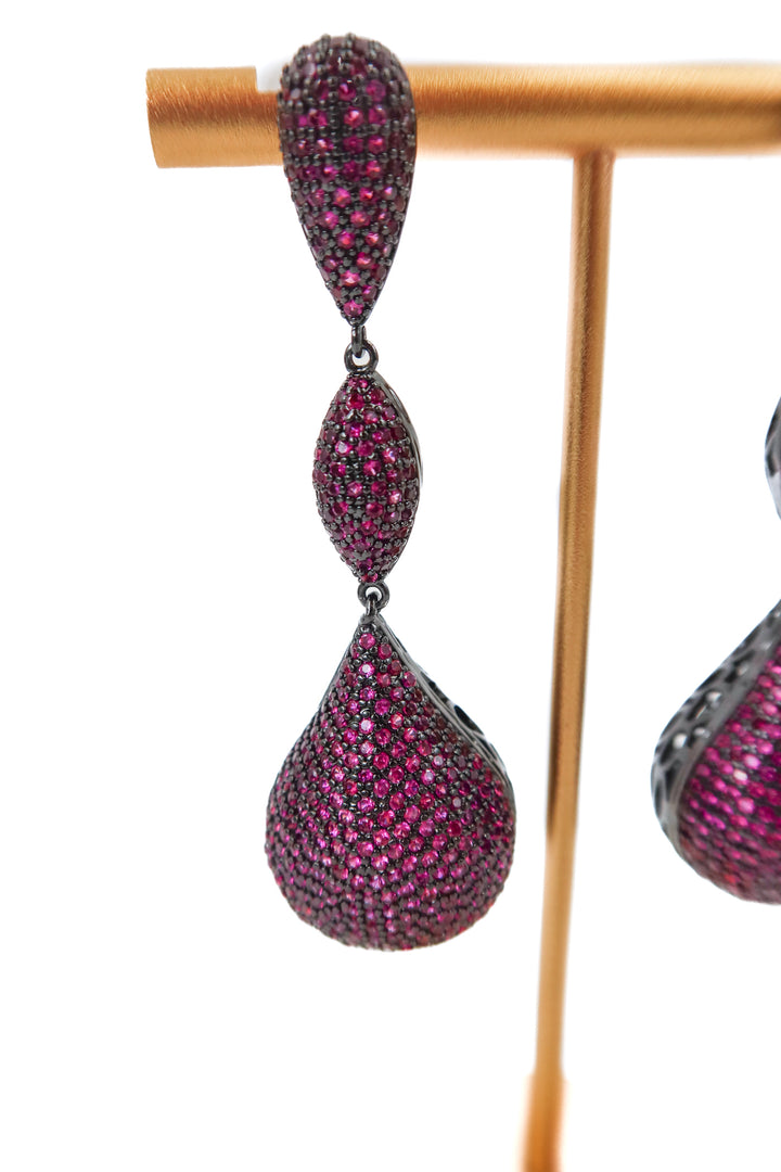 black purple ball drop chunky statement earrings