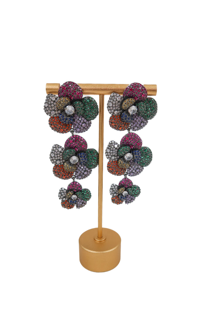 multicolor flower drop earrings