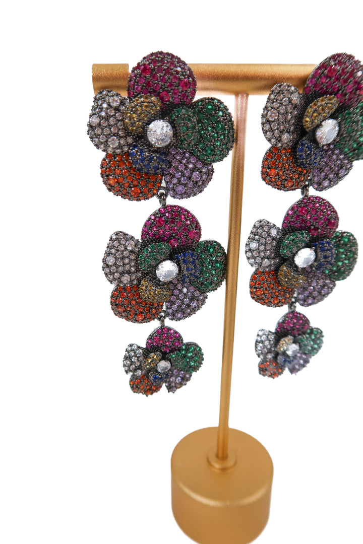 multicolor flower drop earrings