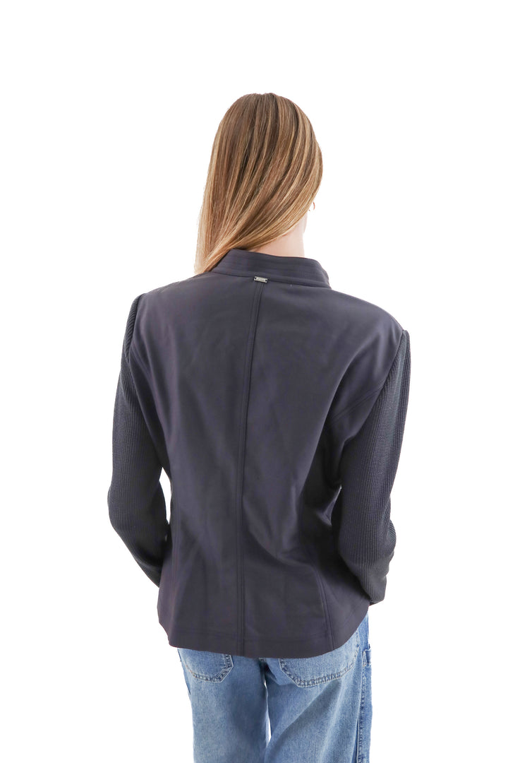 st.john grey knit sleeve jacket (10; retail $1,695)