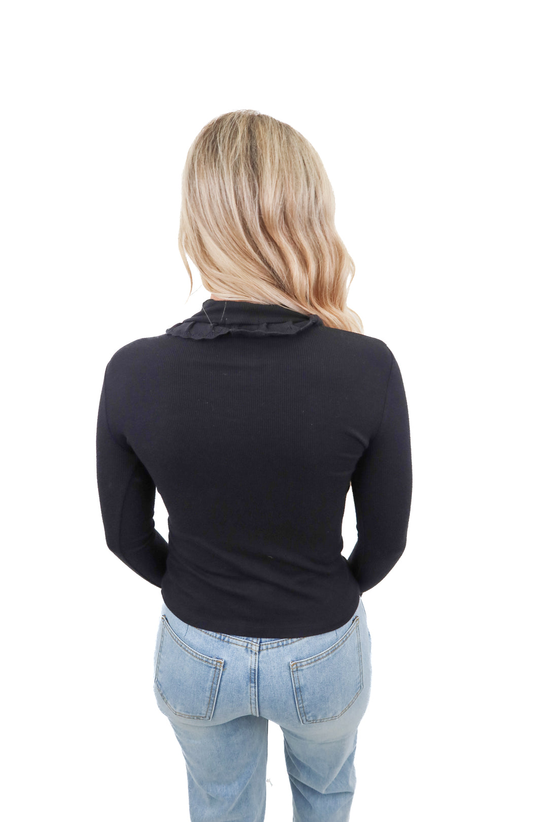 Goldie black ribbed turtleneck tee (S)