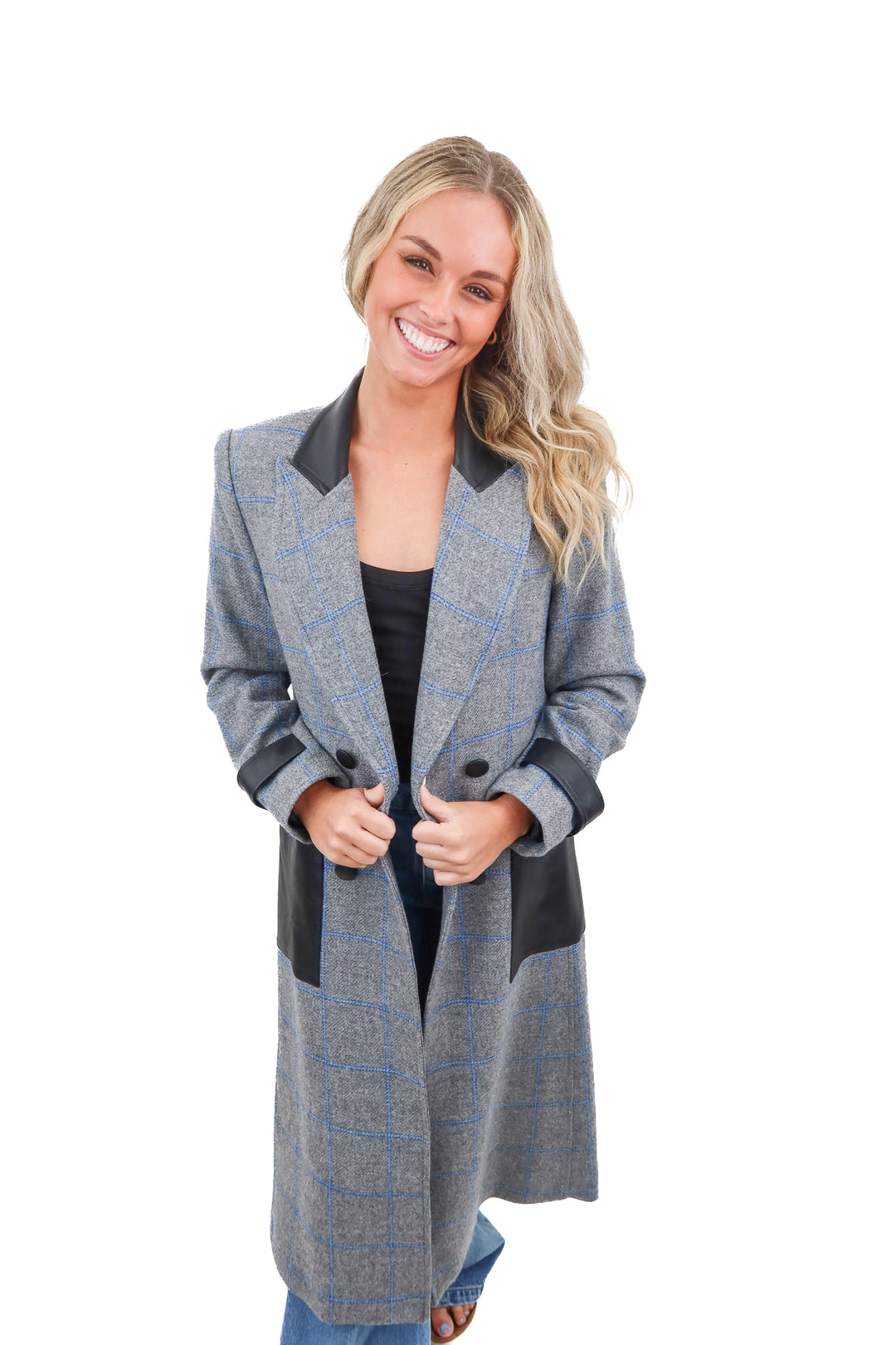 Paris/64 leather and wool peacoat (S)