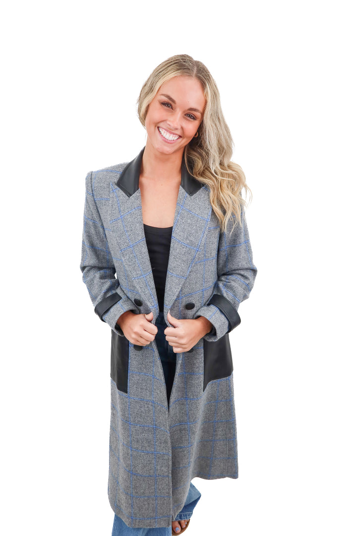 Paris/64 leather and wool peacoat (S)