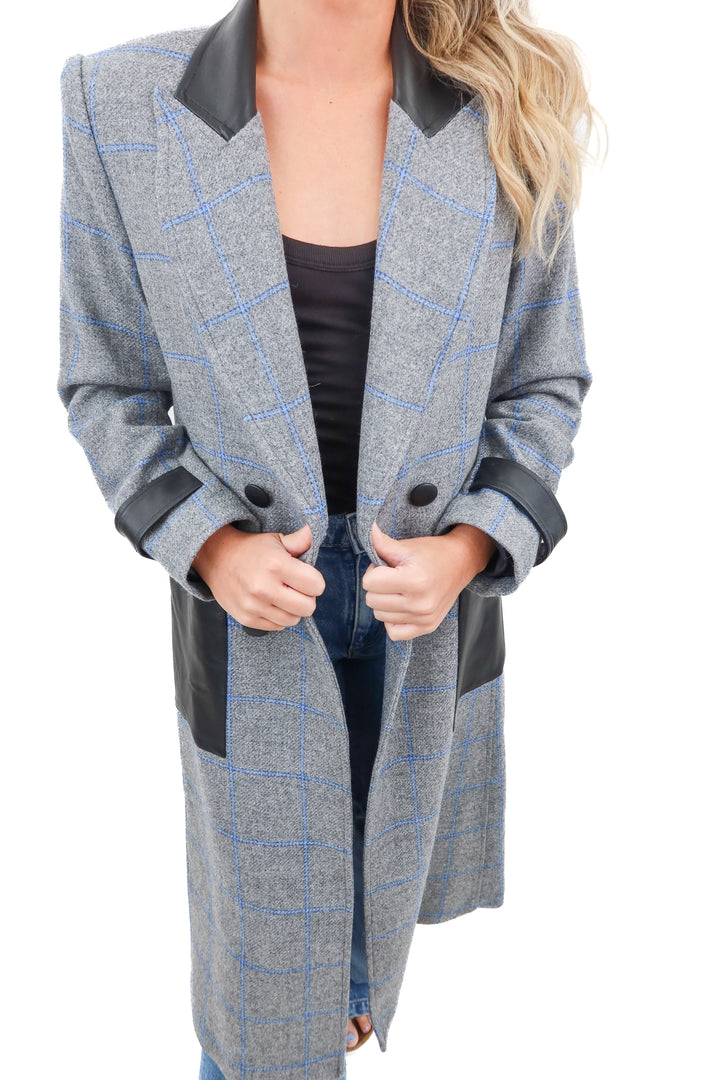 Paris/64 leather and wool peacoat (S)