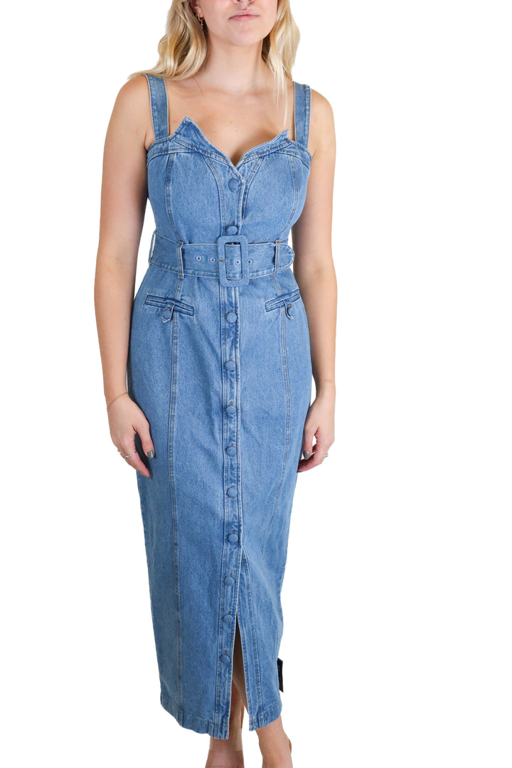 JLuxLabel Denim Belted Maxi Dress NWT (S; Retail $110)