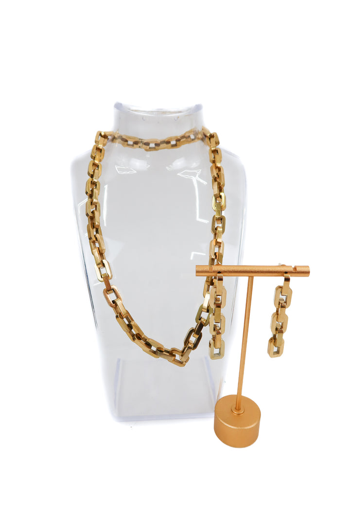 Eddie Borgo gold chain necklace and earrings set