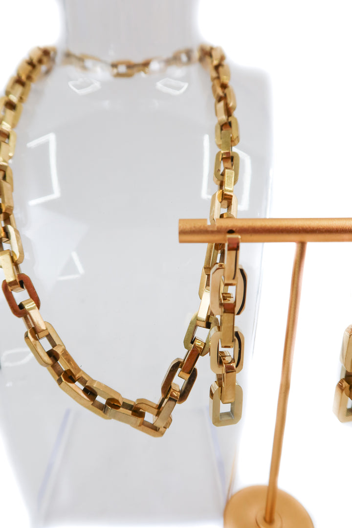 Eddie Borgo gold chain necklace and earrings set