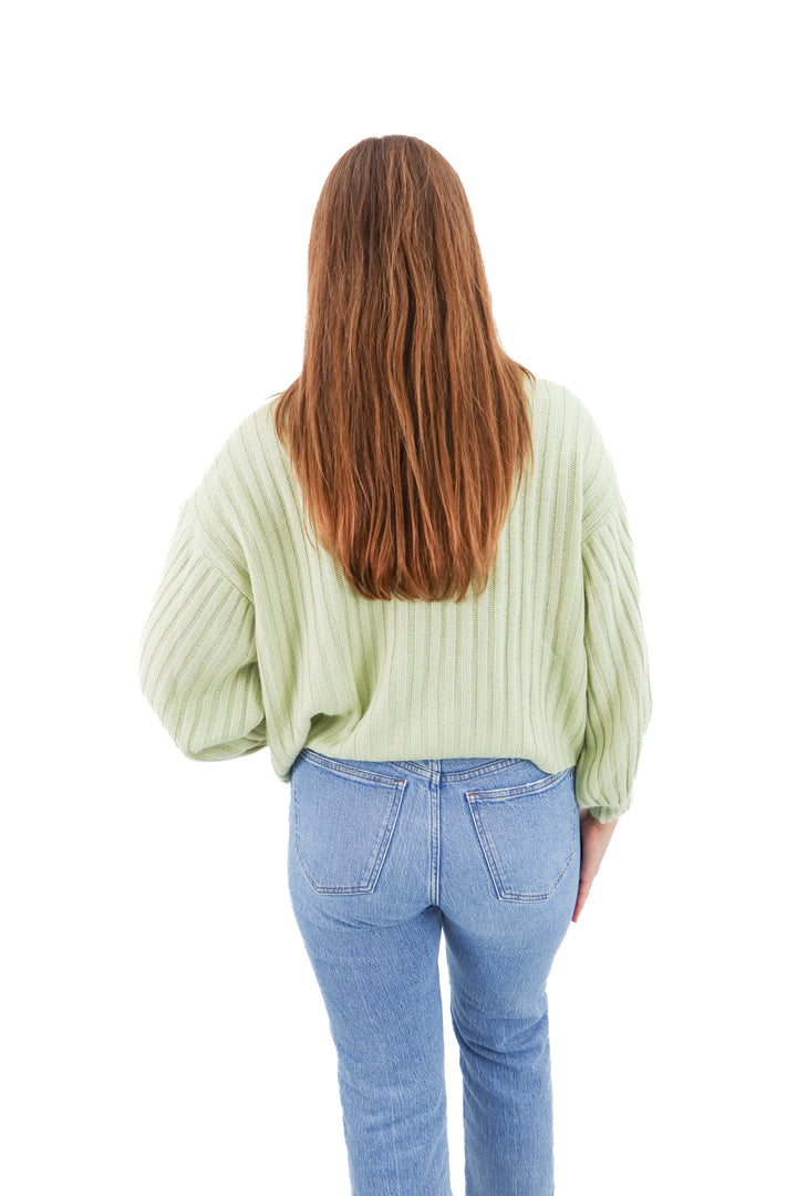 princess polly lime green mock neck sweater (xs/s)