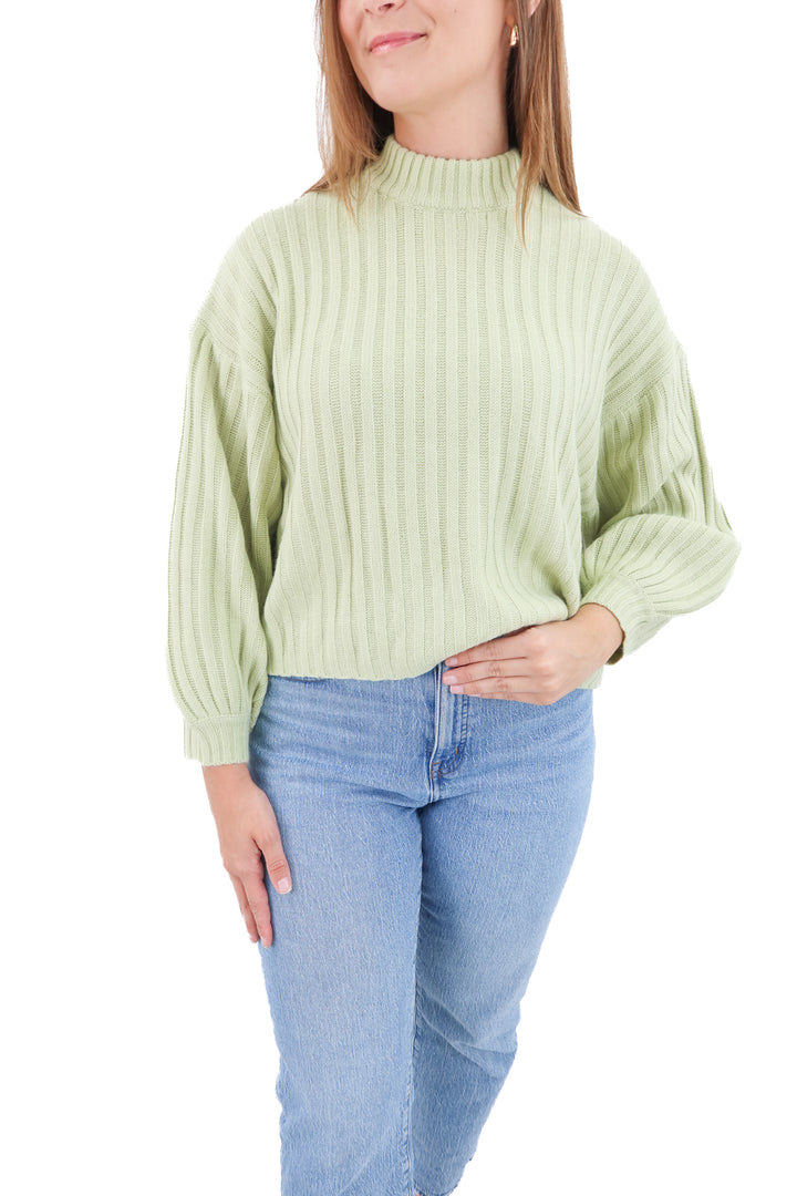 princess polly lime green mock neck sweater (xs/s)