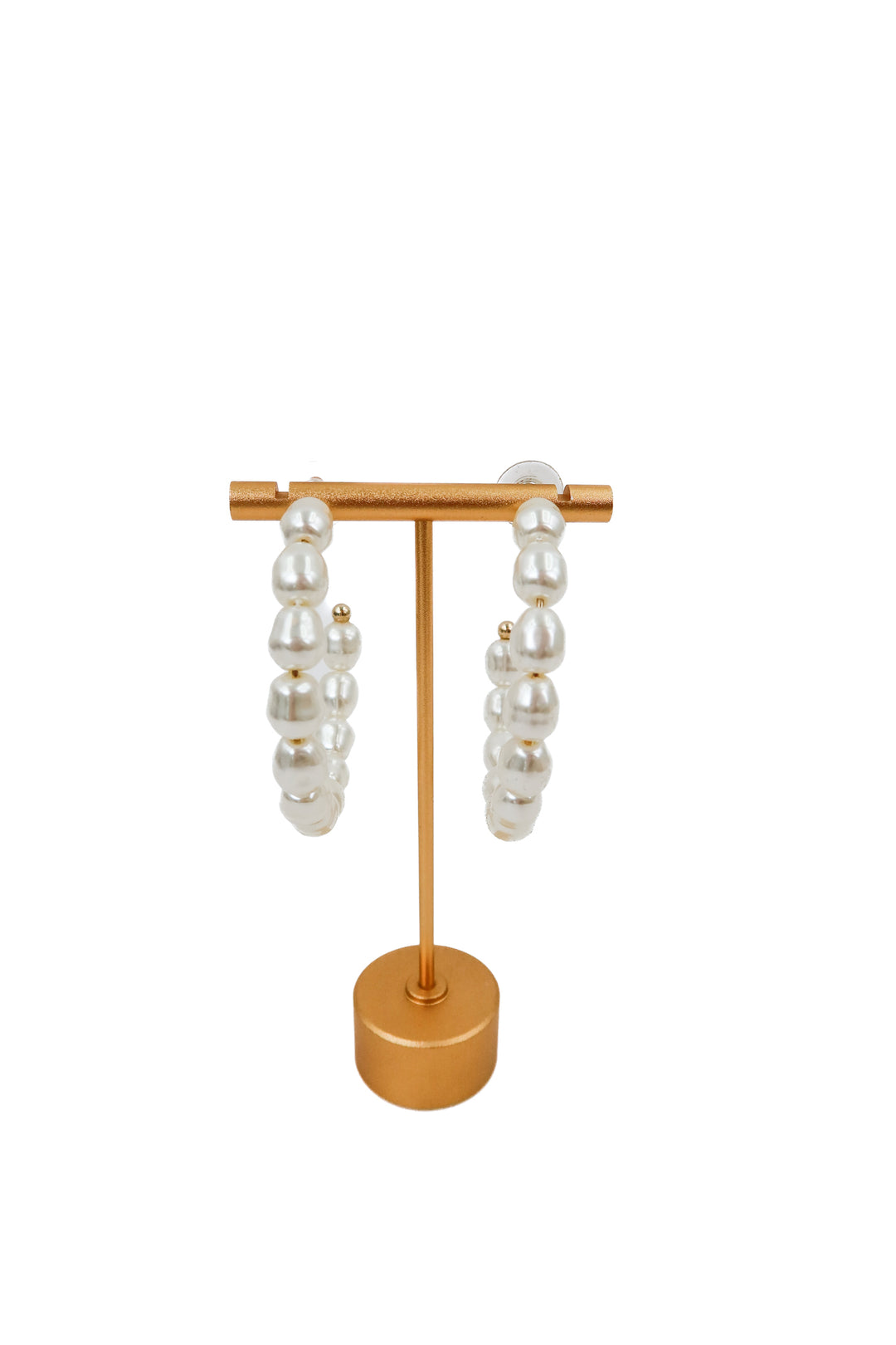 faux pearl open hoop earrings