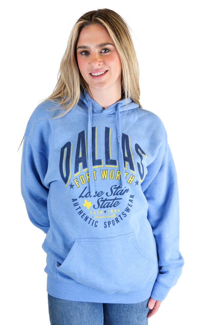 Blue Dallas Fort Worth Graphic Hoodie (M)