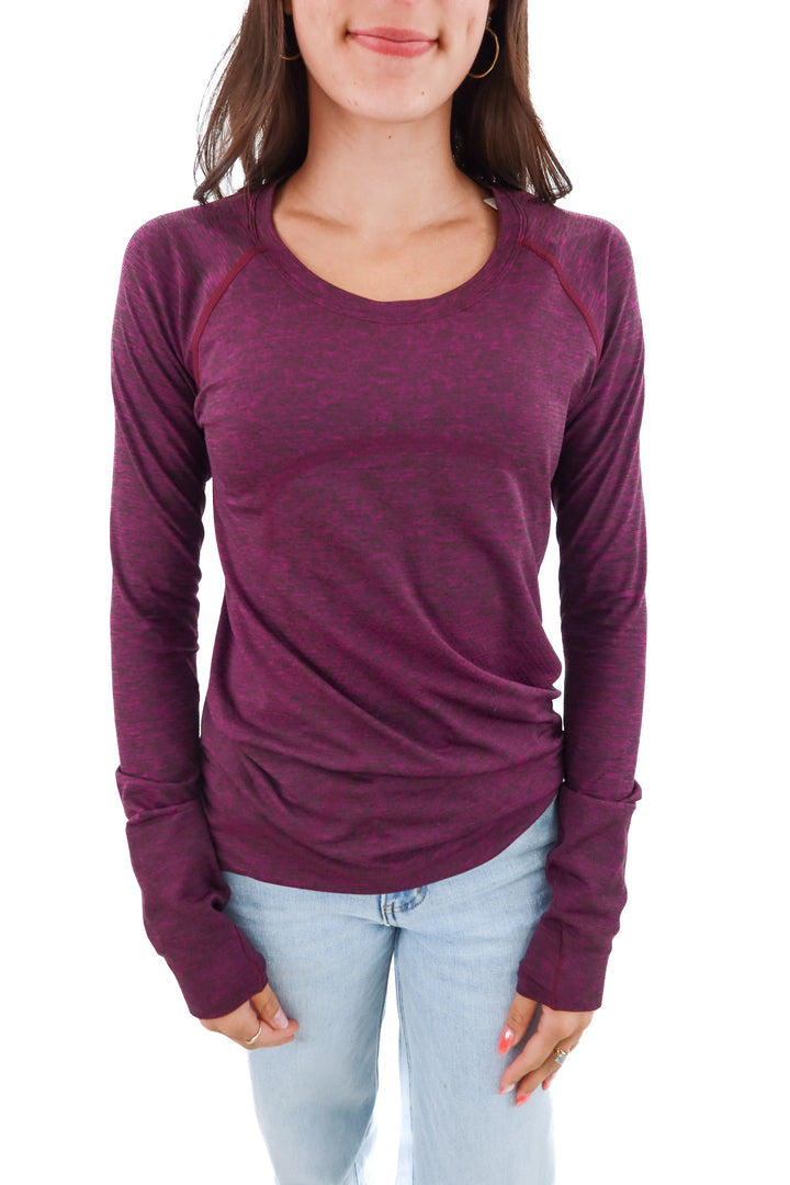 lululemon purple heathered long sleeve top (10; retail $78)