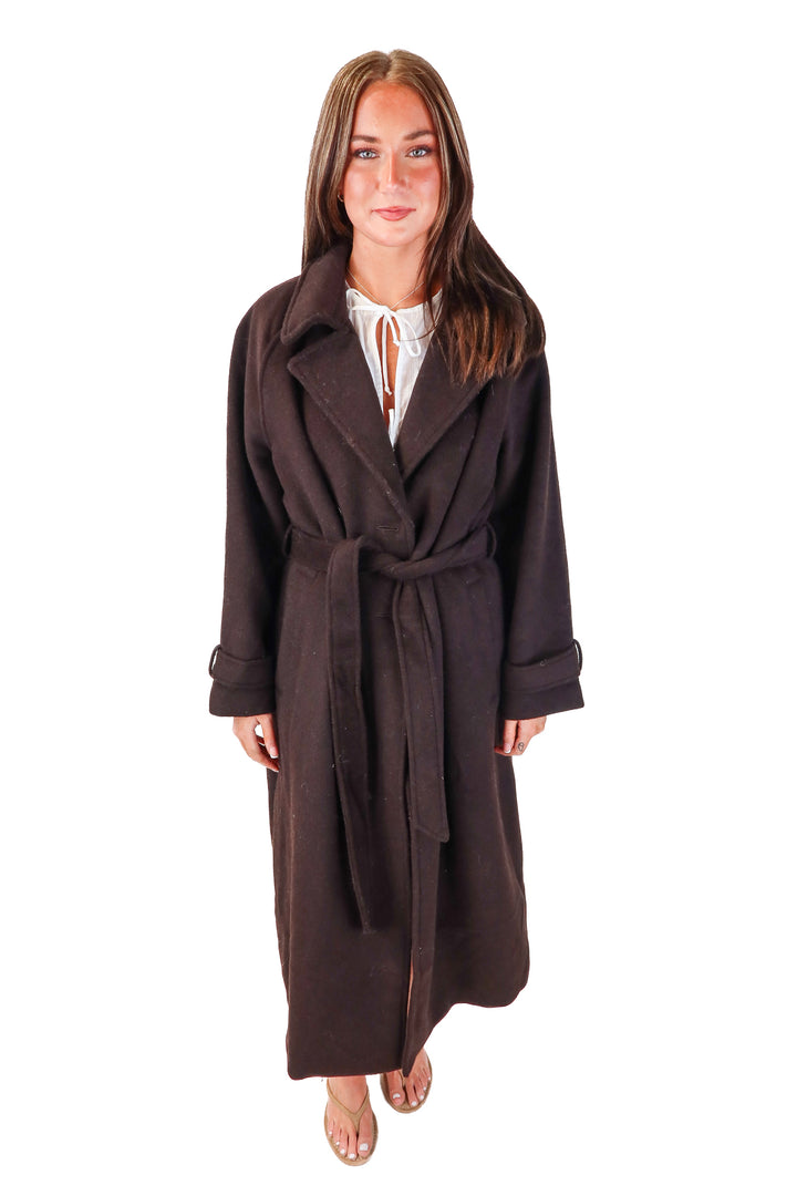 abercrombie & fitch brown long wool coat (m; retail $220)