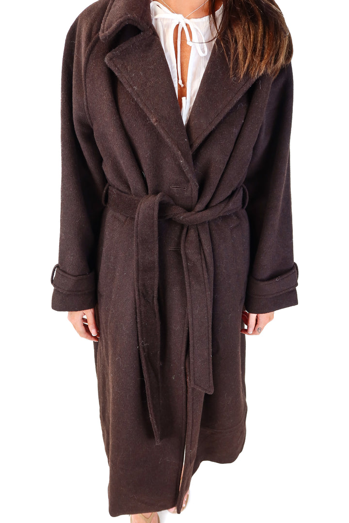 abercrombie & fitch brown long wool coat (m; retail $220)