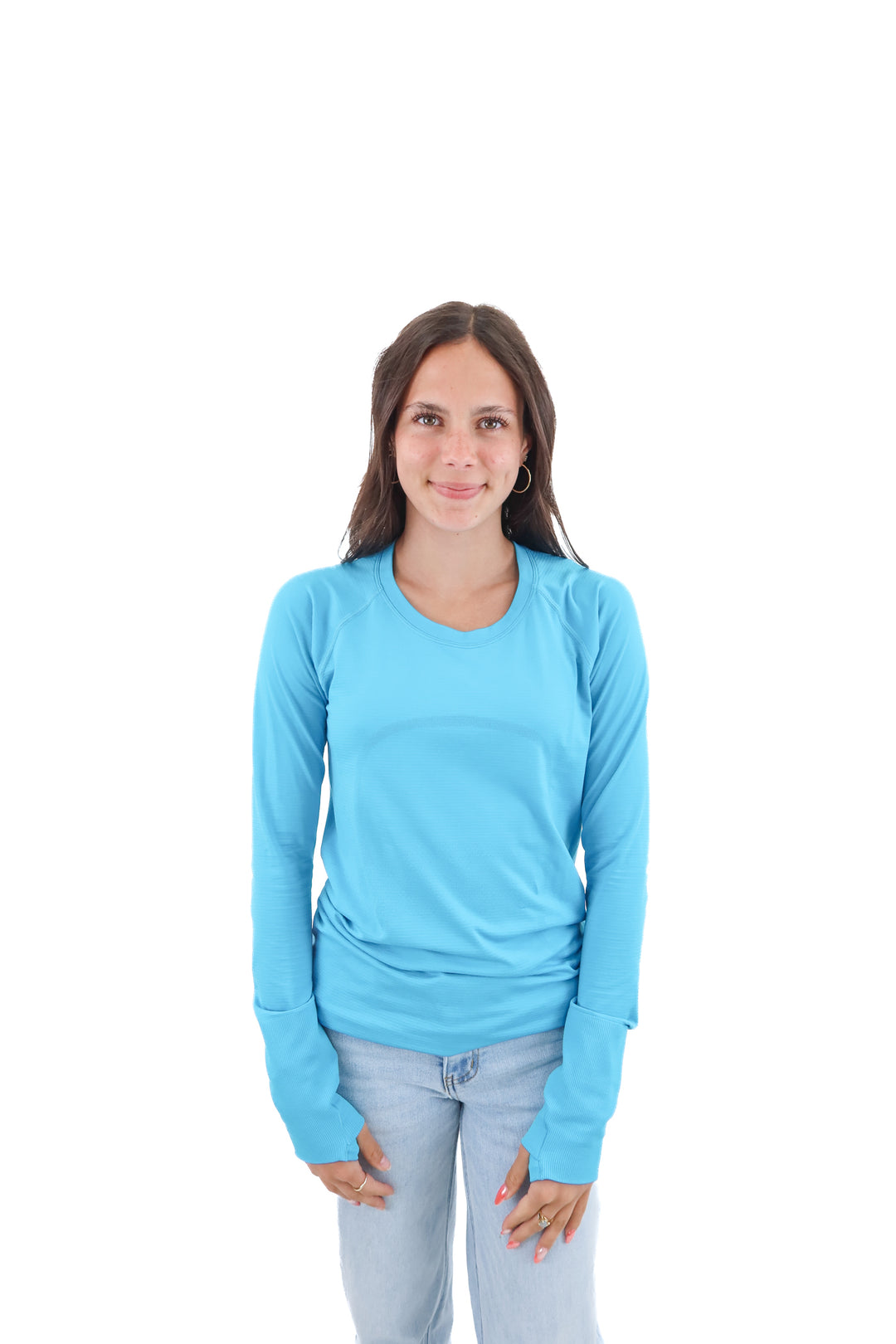 lululemon bright blue long sleeve top (10; retail $78)