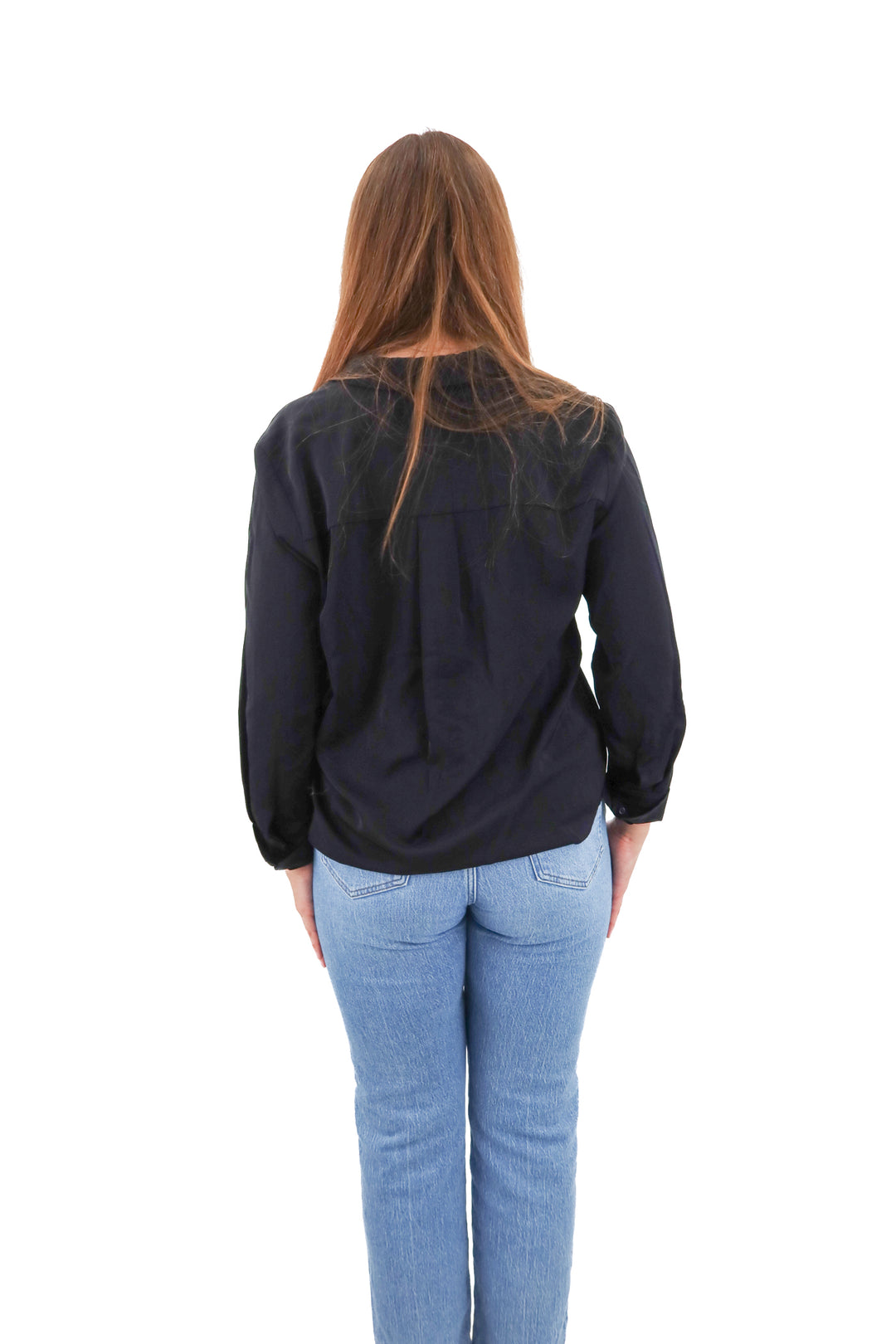 scoop black button up long sleeve top (xs)