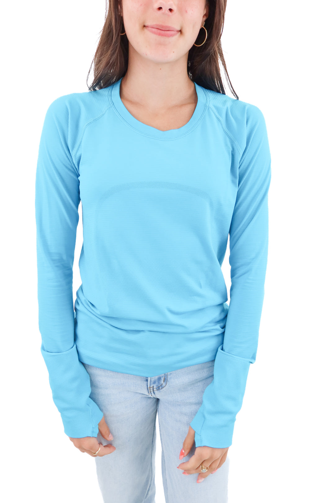 lululemon bright blue long sleeve top (10; retail $78)