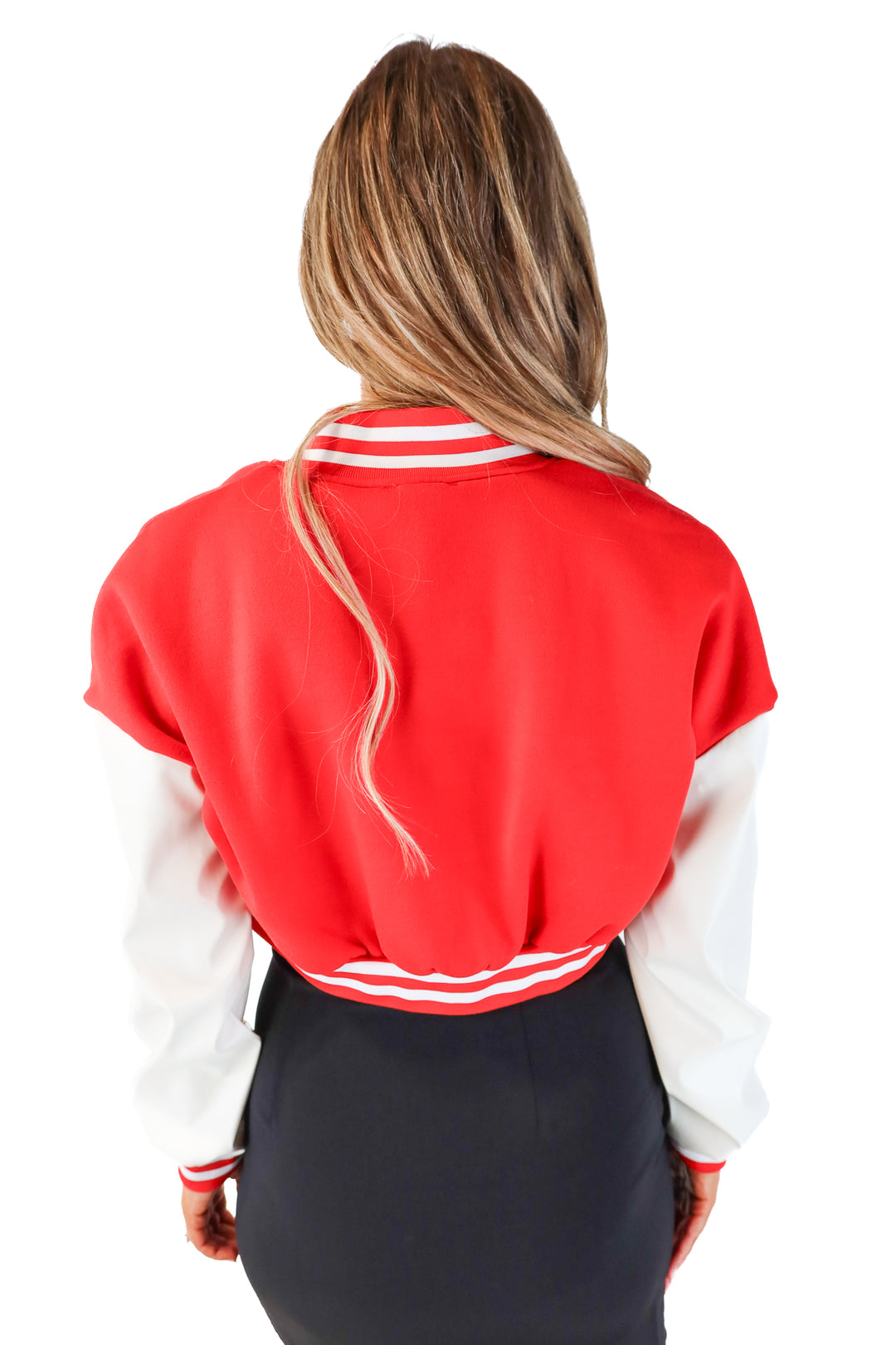 SOLD: Fashion Nova red/white jersey jacket NWT - Gameday jacket