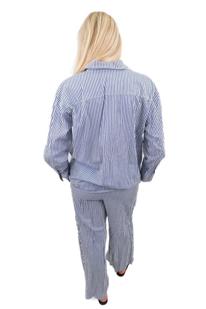 Donni blue and white striped set (2; retail $298)