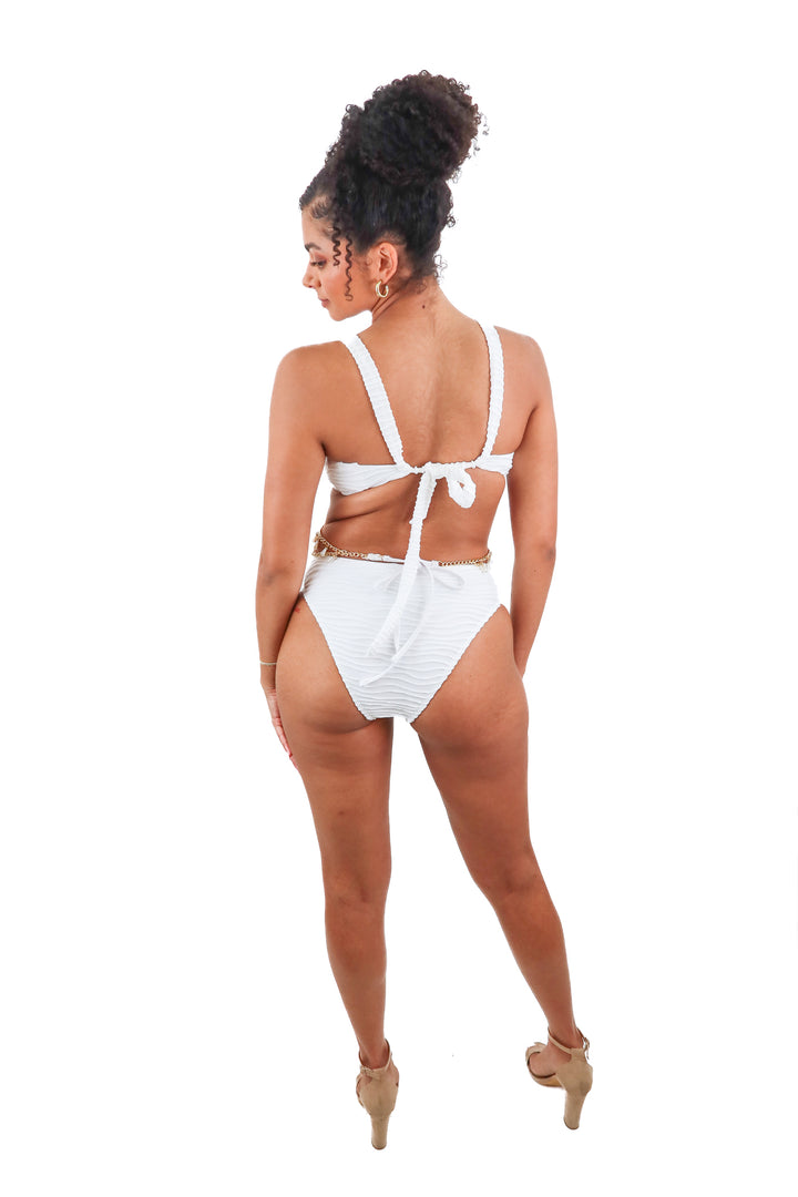 white gold/pearl chain one piece swimsuit (s*)