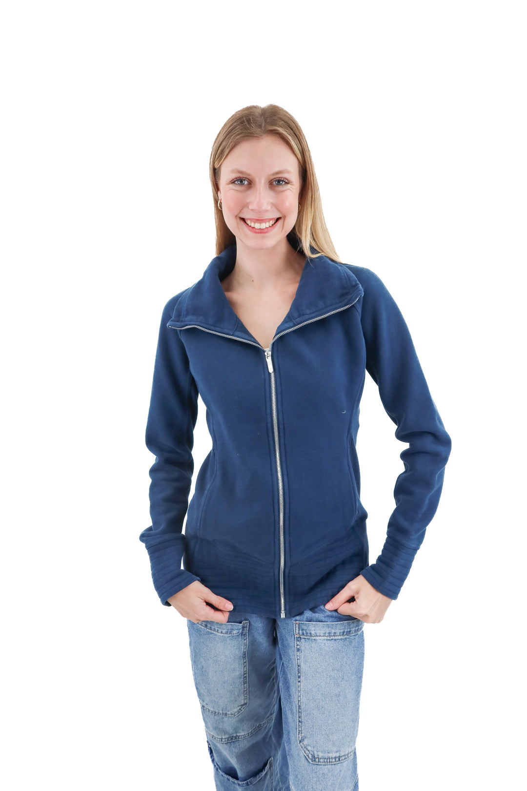 lululemon blue long zip up jacket (8; retail $248)
