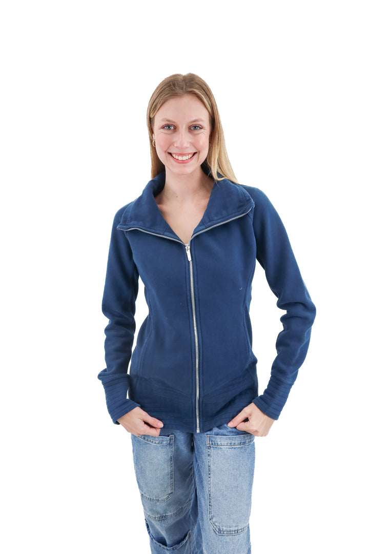 lululemon blue long zip up jacket (8; retail $248)